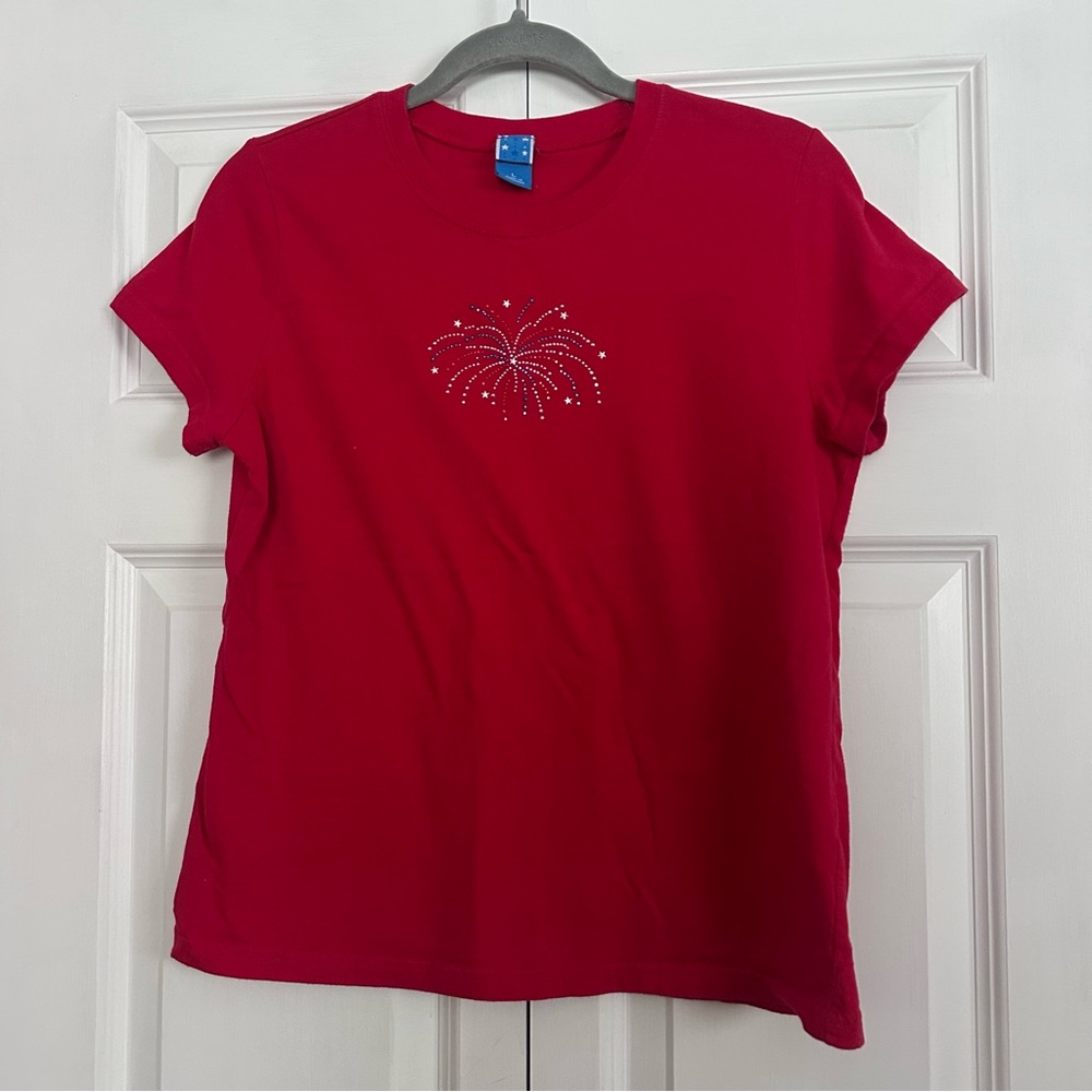 Red Rhinestone Firework Tee - Picture 2 of 10